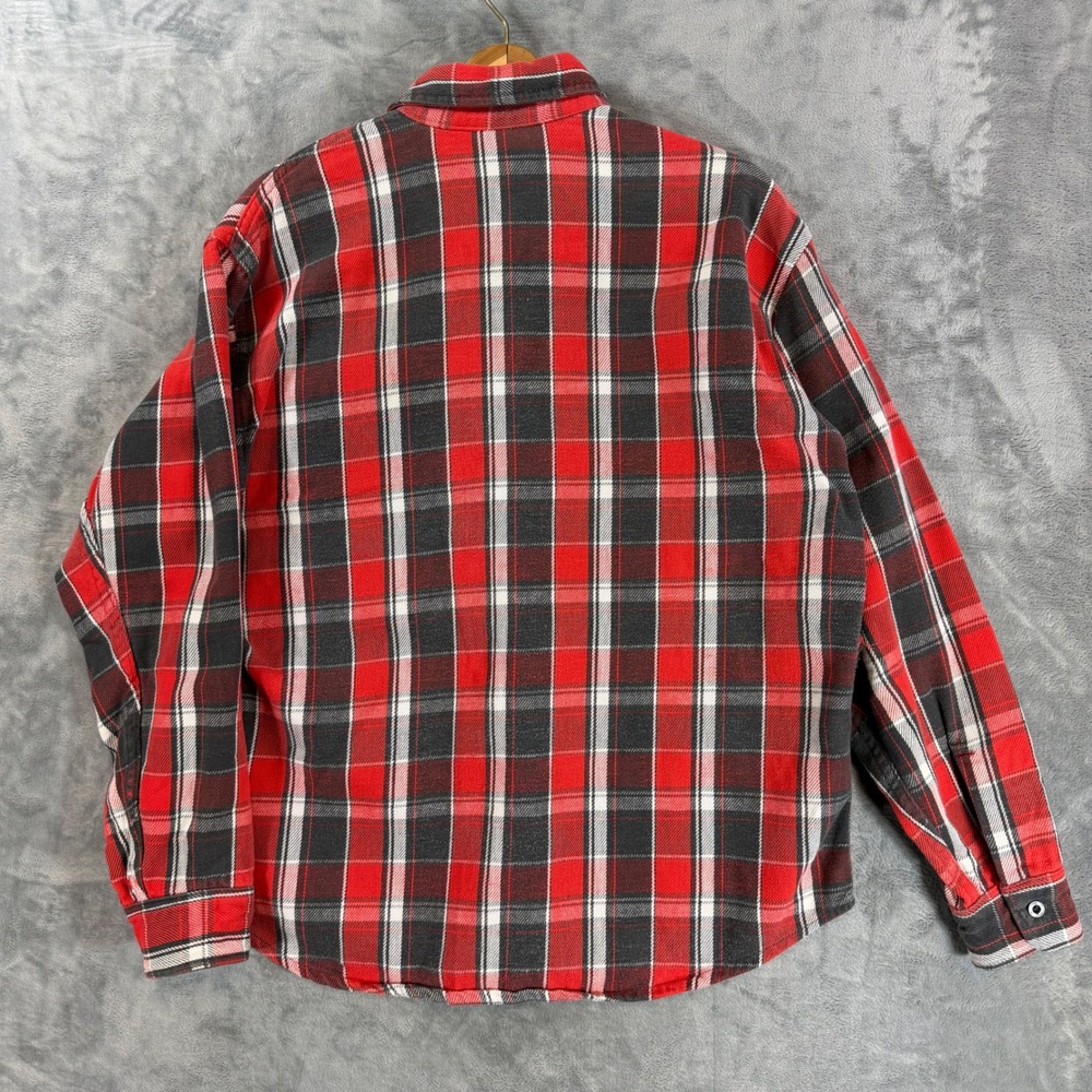 Vintage Prentiss Outdoors Men's Flannel Shirt Size L Large Red Black Plaid - Picture 2 of 7